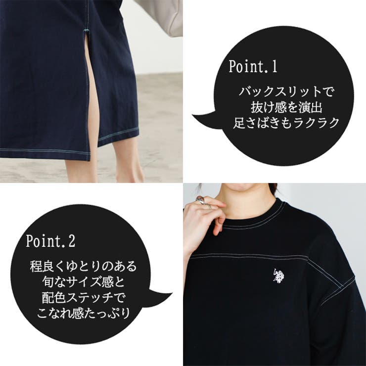 【Ｕ．Ｓ． ＰＯＬＯ ＡＳＳＮ．】配色ステッチＴシャツワンピース 夏服 | GeeRA | 詳細画像2 