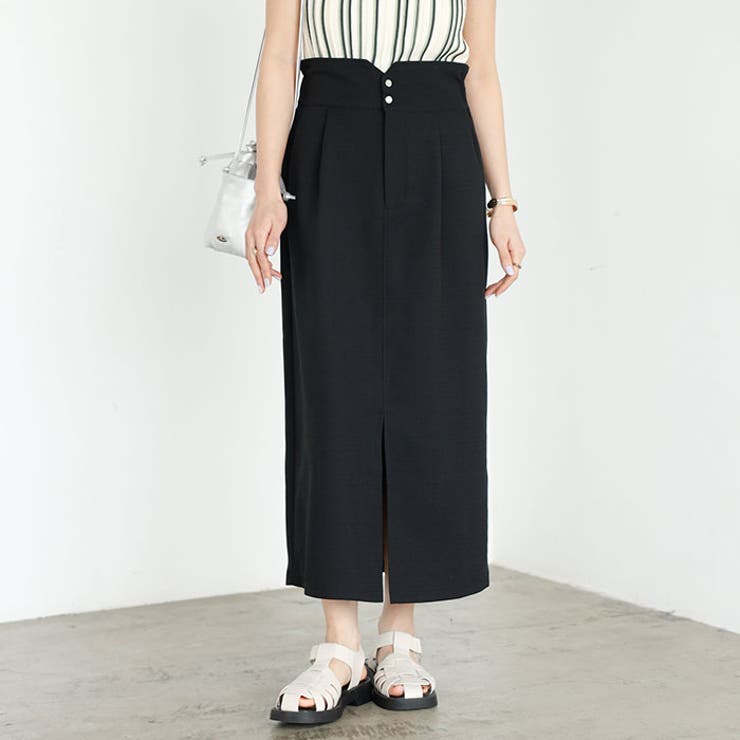 ブラック | リネンタッチハイウエストタイトスカート | GeeRA