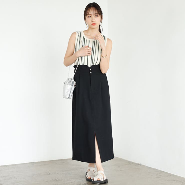 リネンタッチハイウエストタイトスカート | GeeRA | 詳細画像13 