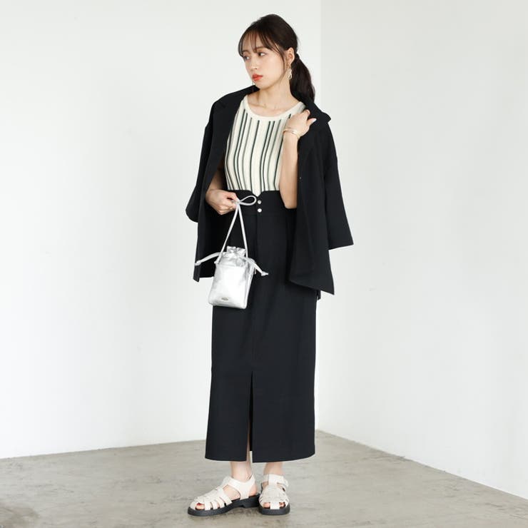 リネンタッチハイウエストタイトスカート | GeeRA | 詳細画像18 