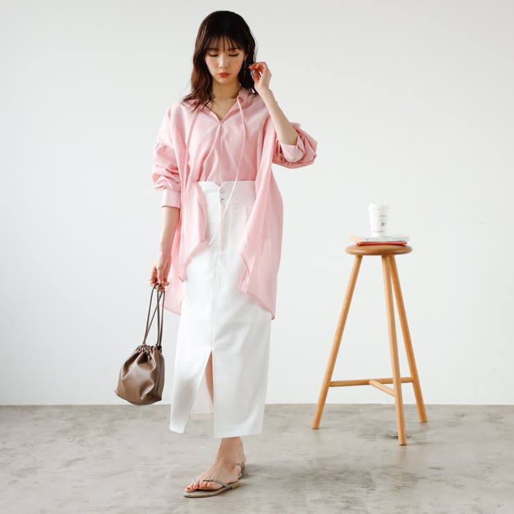 リネンタッチハイウエストタイトスカート | GeeRA | 詳細画像4 