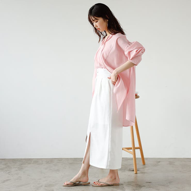 リネンタッチハイウエストタイトスカート | GeeRA | 詳細画像7 