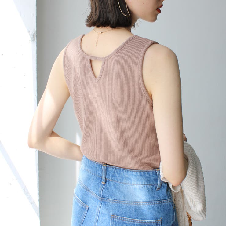 モカ | 前後2wayスリットネックワッフルタンクトップ＜夏服＞ | GeeRA