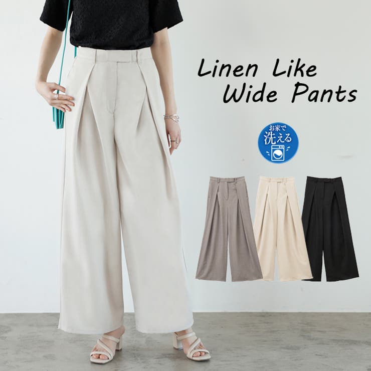 ハイウエストタックデザインスラックスパンツ | GeeRA | 詳細画像1 