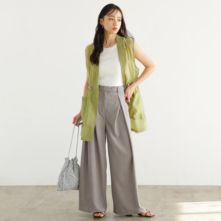 ハイウエストタックデザインスラックスパンツ | GeeRA | 詳細画像7 