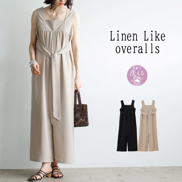 リネンタッチリボンサロペットパンツ | GeeRA | 詳細画像1 