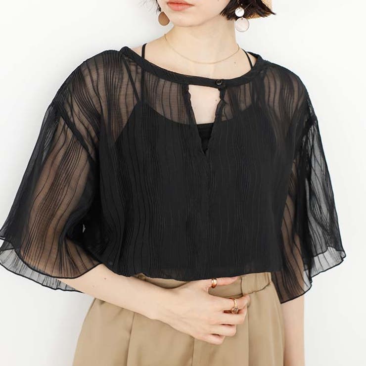 ブラック | 前後２ＷＡＹシアーＴシャツブラウス | GeeRA