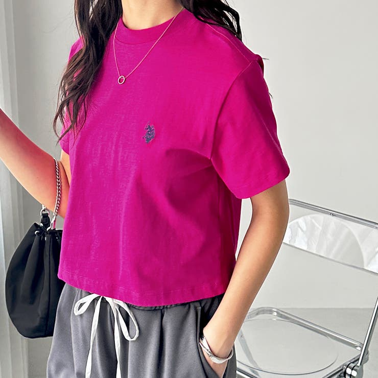 【良好品】 U．S． POLO ASSN．】ショート丈Tシャツ[品番 文字、ロゴ