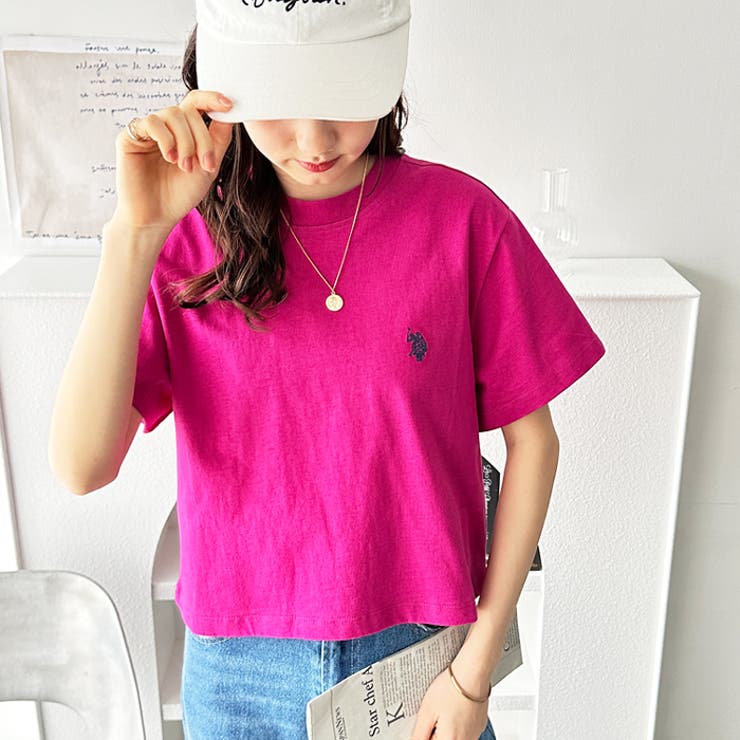 豪華で新しい U．S． ASSN．】ショート丈Tシャツ[品番 POLO 無地