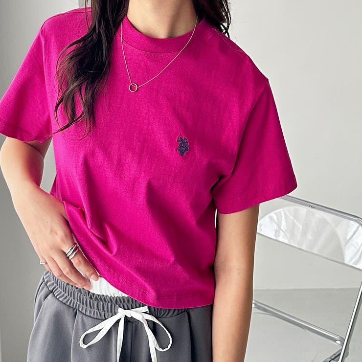 激安正規  U．S． ASSN．】ショート丈Tシャツ[品番 POLO 無地