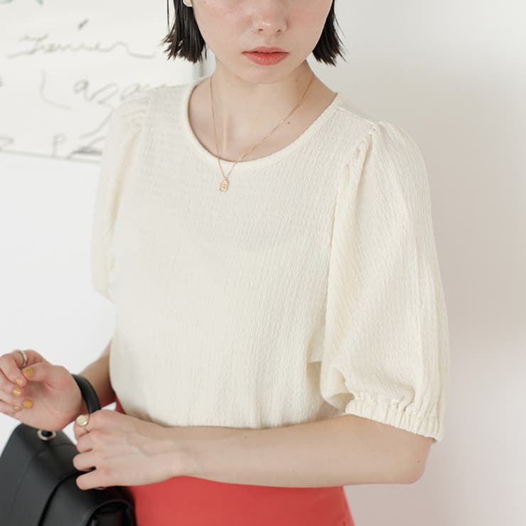 アイボリー | バルーンスリーブジャカードカットソー | GeeRA