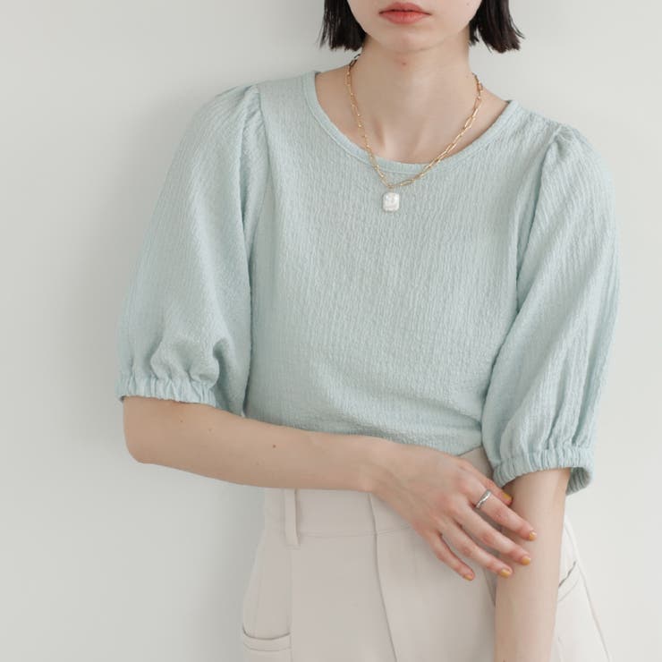 ミント | バルーンスリーブジャカードカットソー | GeeRA