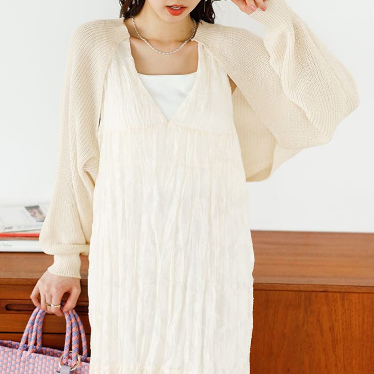 ホワイト | 畦編ショートボレロカーディガン | GeeRA