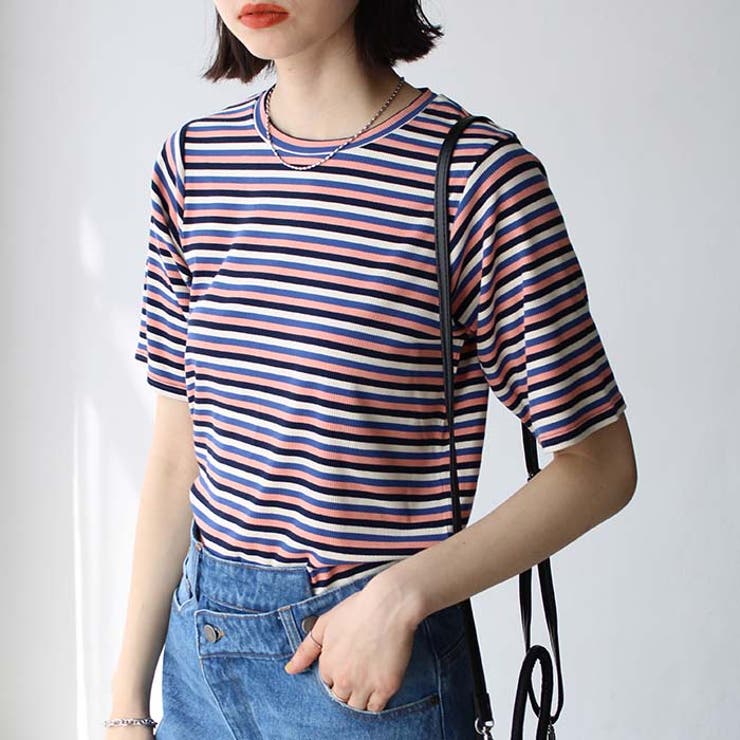 マルチボーダー5分袖リブカットソー | GeeRA | 詳細画像6 