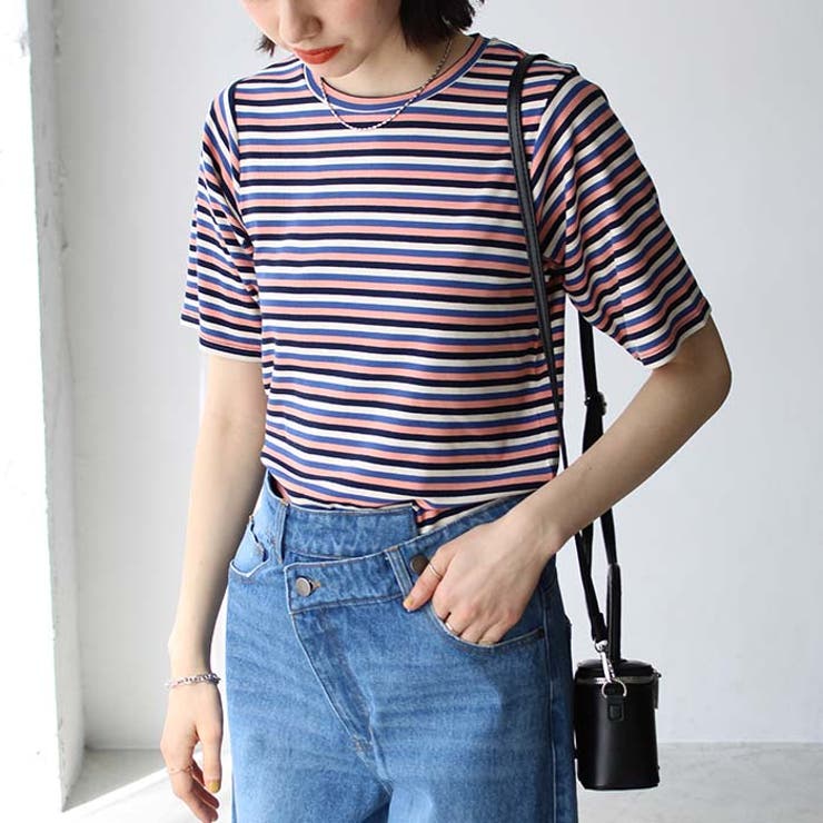 マルチボーダー5分袖リブカットソー | GeeRA | 詳細画像7 