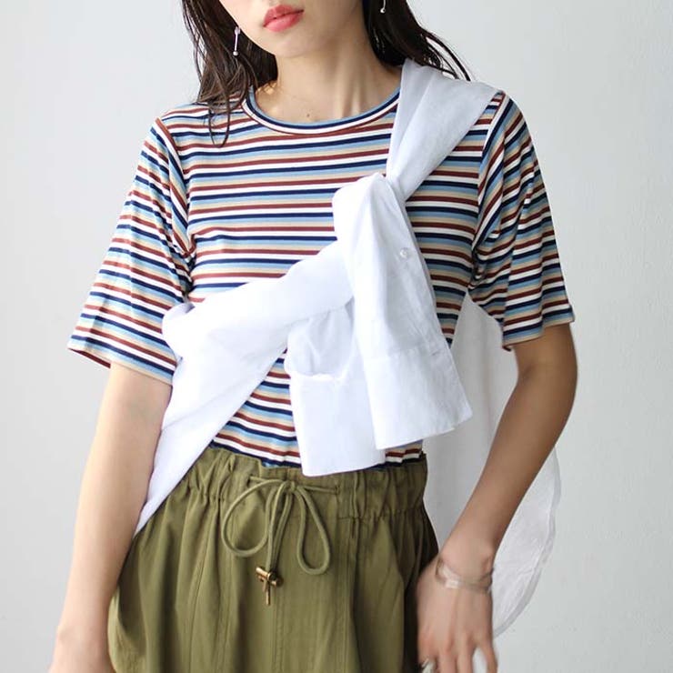 マルチボーダー5分袖リブカットソー | GeeRA | 詳細画像20 