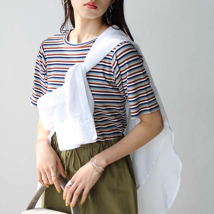 マルチボーダー5分袖リブカットソー | GeeRA | 詳細画像21 