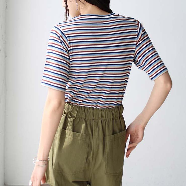 マルチボーダー5分袖リブカットソー | GeeRA | 詳細画像24 