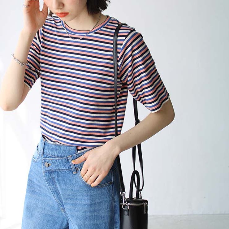 マルチボーダー5分袖リブカットソー | GeeRA | 詳細画像8 