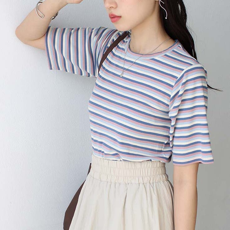 マルチボーダー5分袖リブカットソー | GeeRA | 詳細画像39 