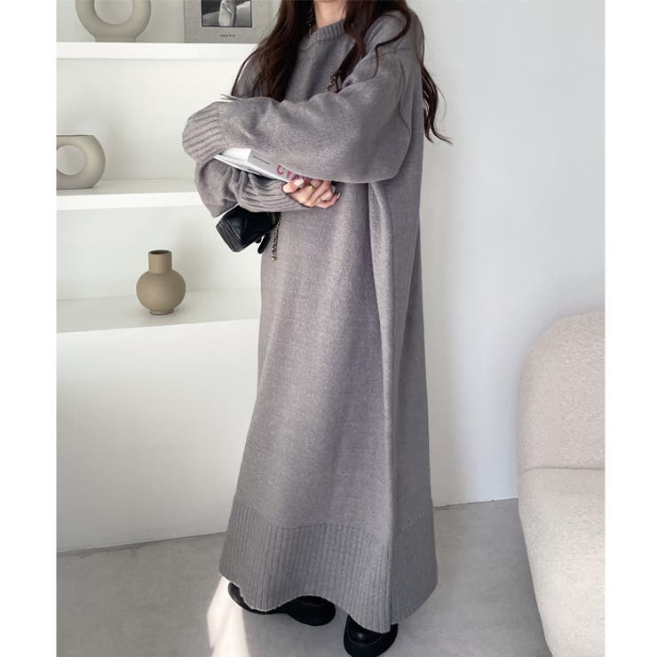 ゆるシルエットニットマキシワンピース[品番：GERW0010412]｜GeeRA