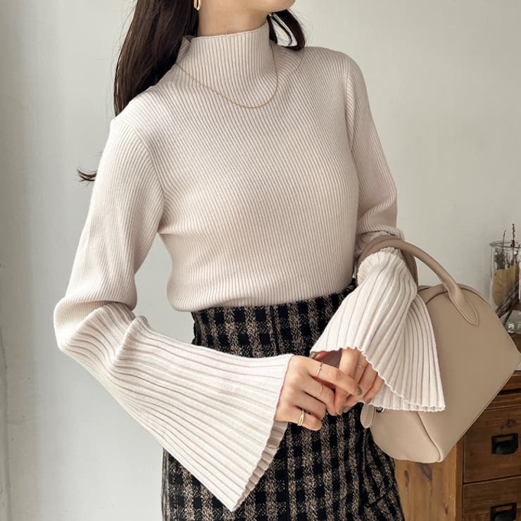 ハイネックフレアースリーブリブニット | GeeRA | 詳細画像8 