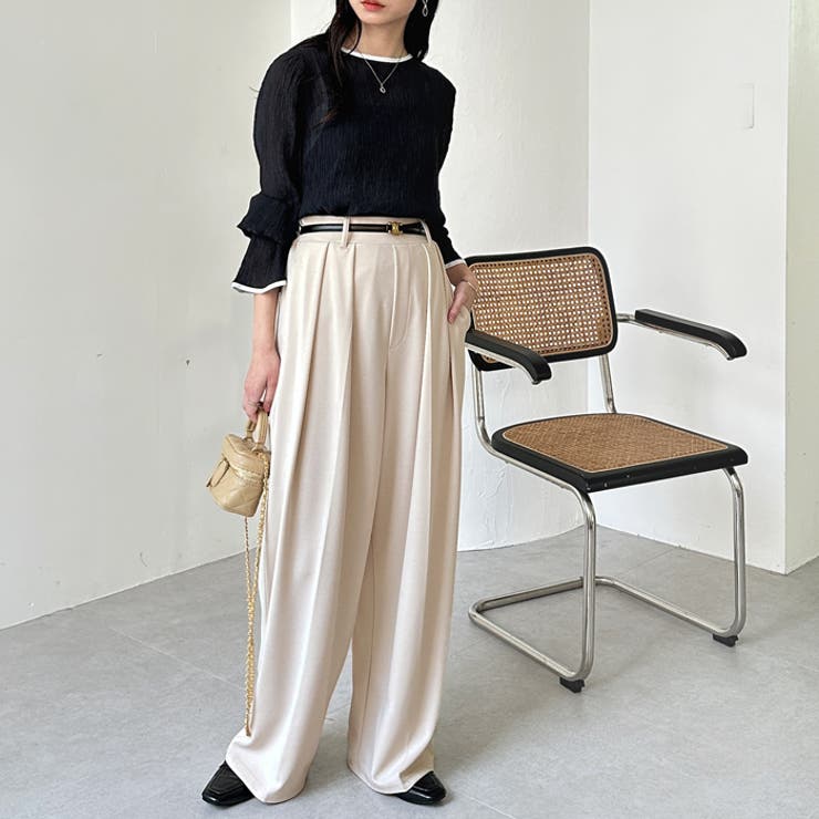 ハイウエスト スラックス 着痩せ ワイドパンツ miniministore スラックス パンツ ワイドパンツ ハイウエスト