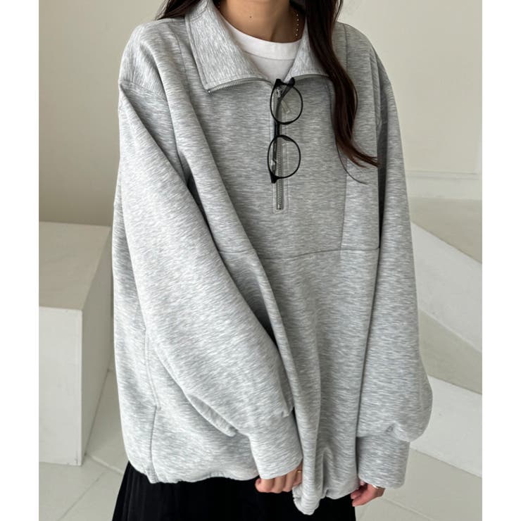 上品 滑らかな肌ざわり！ダンボールハーフジップトップス[品番 Sサイズ