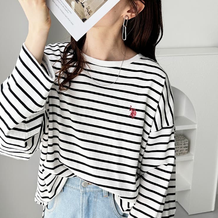 U.S. POLO ASSN.】オーバーサイズ刺しゅうロンT U.S. POLO ASSN.】オーバーサイズ刺しゅうロンT