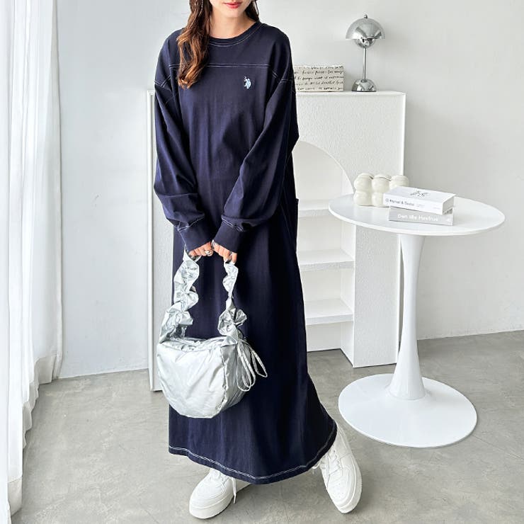 U．S．POLO ASSN】配色ステッチワンピース[品番