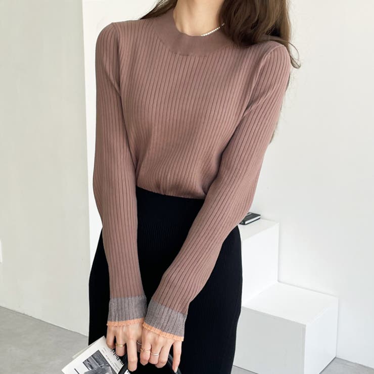 袖口シアーハイネックリブニットトップス | GeeRA | 詳細画像24 