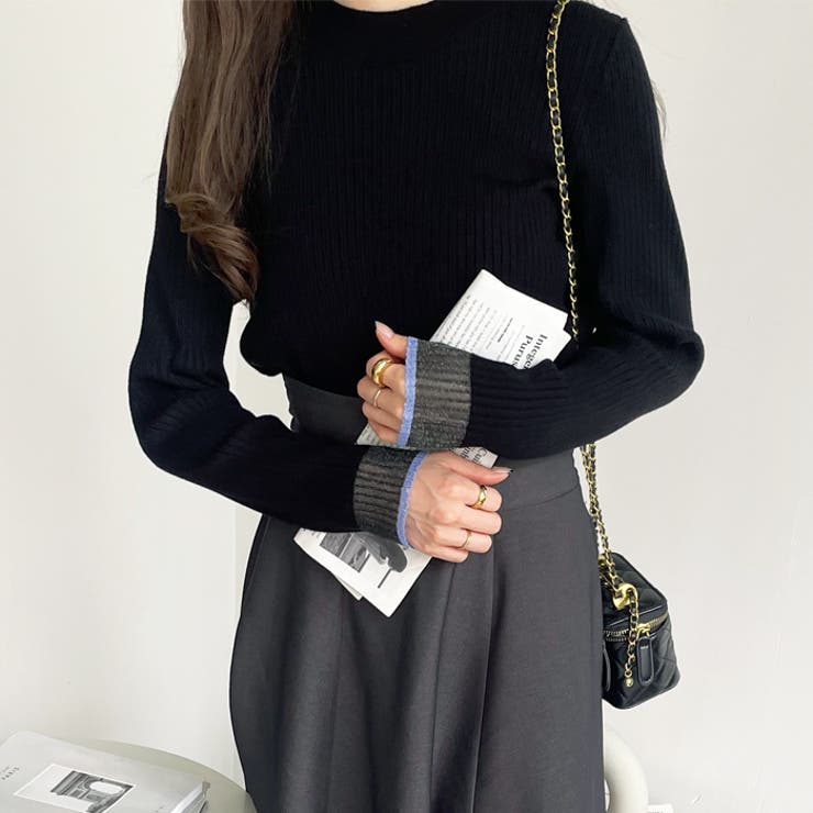 袖口シアーハイネックリブニットトップス | GeeRA | 詳細画像9 