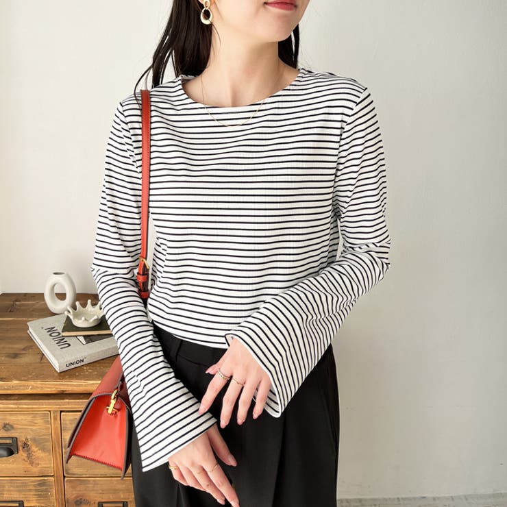 クルーネックフレアスリーブリブカットソー | GeeRA | 詳細画像9 