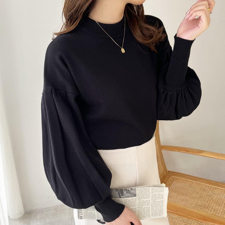 【再入荷！】 もちもちボリュームパフスリーブニット[品番：GERW0010497 トップス