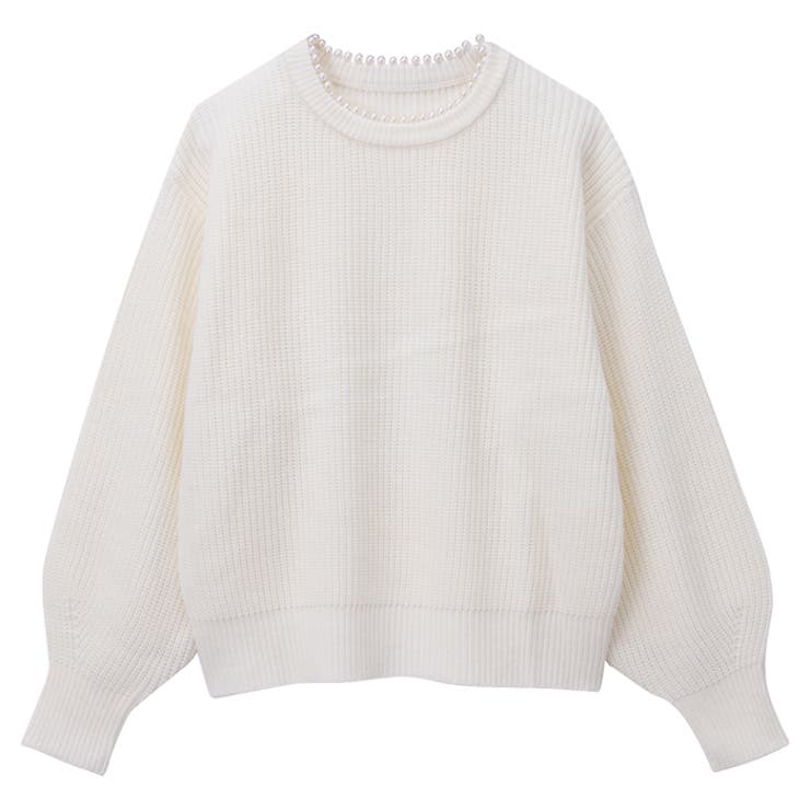 パールネックレス風デザインニット[品番：GERW0010499]｜GeeRA