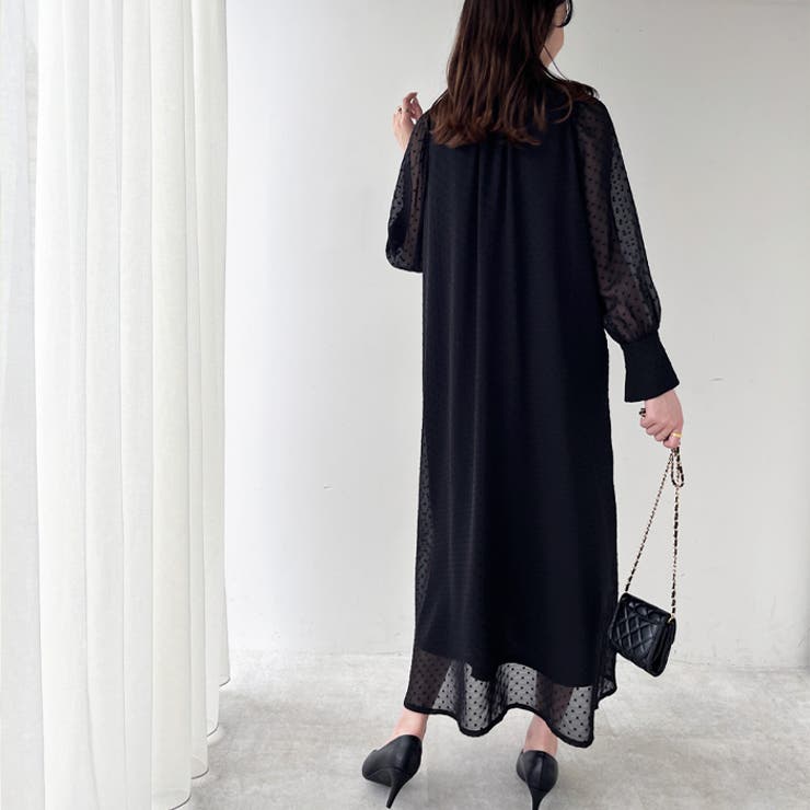 ★新品★ pas de calais ワンピース ひざ丈 フラワー柄 シアー素材 ☆新品☆ pas de calais ワンピース ひざ丈 フラワー柄 シアー