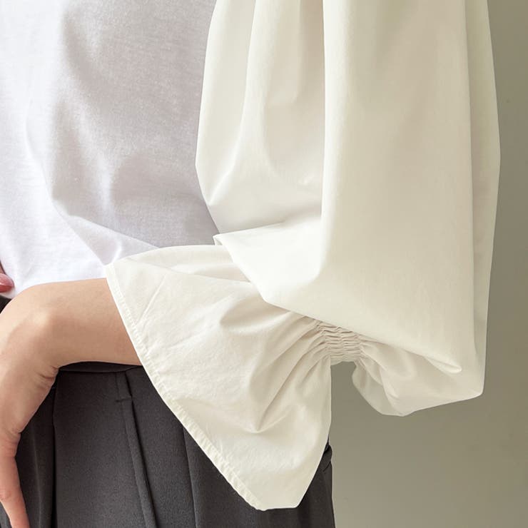 異素材切替キャンディースリーブカットソー | GeeRA | 詳細画像7 