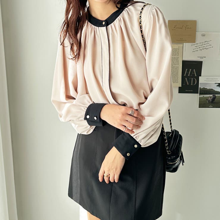 ベージュ系 | 前後２ＷＡＹバイカラーブラウス | GeeRA