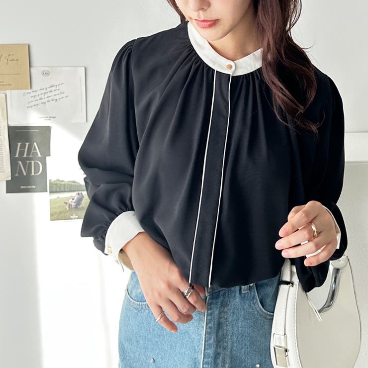 ブラック系 | 前後２ＷＡＹバイカラーブラウス | GeeRA