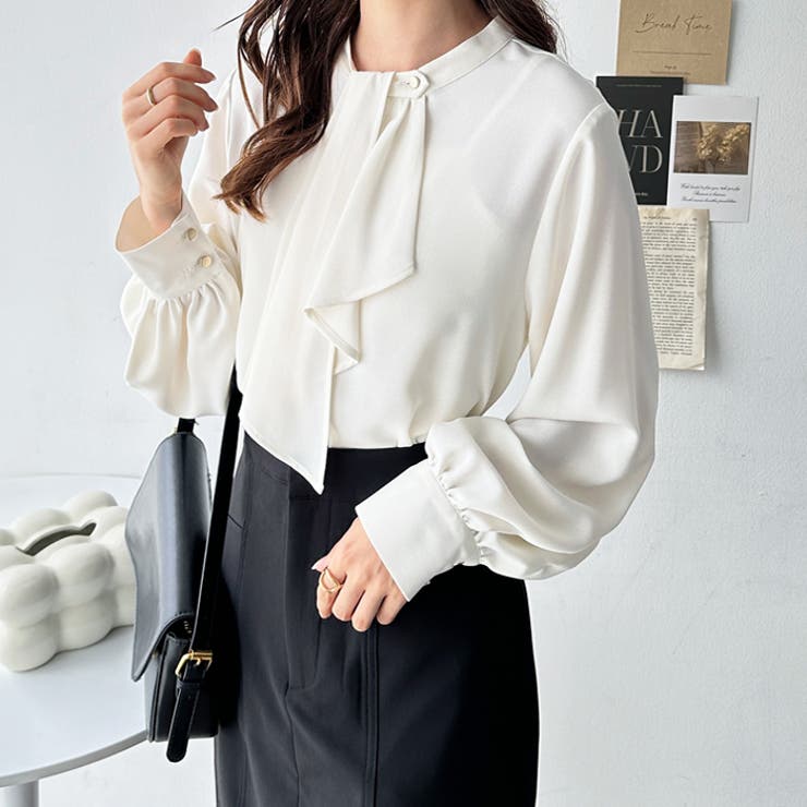 アイボリー | ２ＷＡＹドレープスカーフタイブラウス | GeeRA