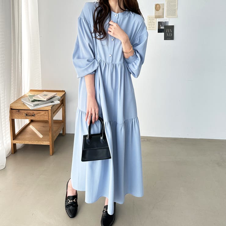 ライトブルー | 前後２ＷＡＹティアードシャツワンピース | GeeRA