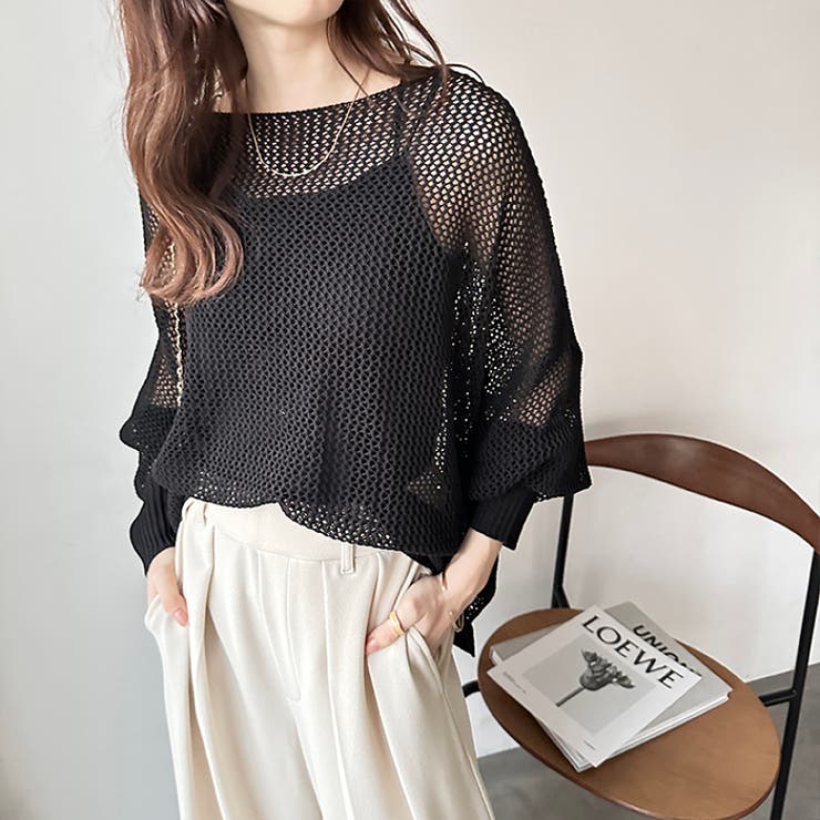 リネン調メッシュニットプルオーバー | GeeRA | 詳細画像25 