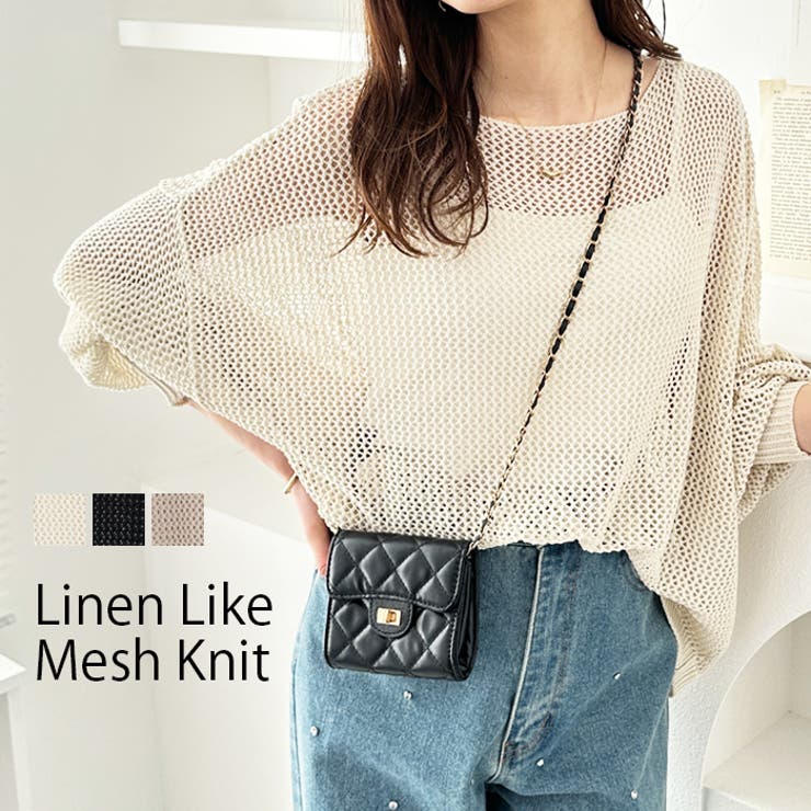 リネン調メッシュニットプルオーバー | GeeRA | 詳細画像1 
