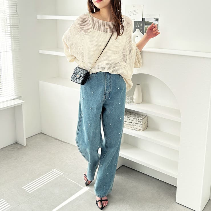 リネン調メッシュニットプルオーバー | GeeRA | 詳細画像3 