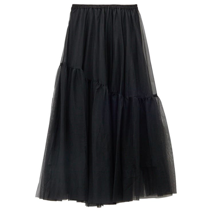 【ワンランク上のサテン使い！】新品　オーバー黒チュール　フレアースカート黒R38 ワンランク上のサテン使い！】新品 オーバー黒チュール フレアー