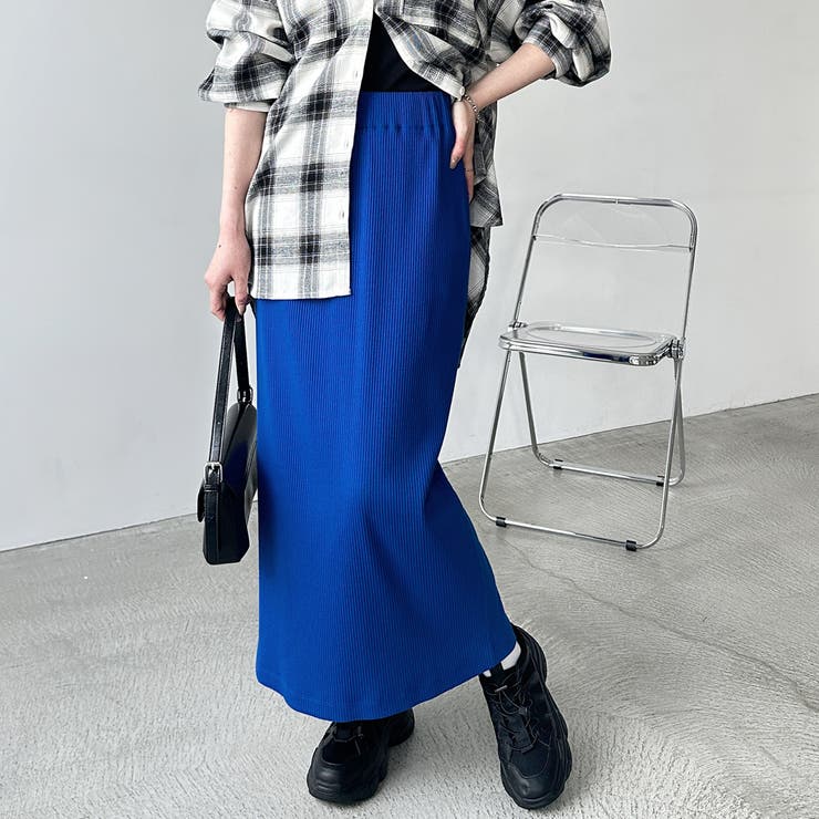 すっきり見え！リブタイトロングスカート[品番：GERW0010583]｜GeeRA