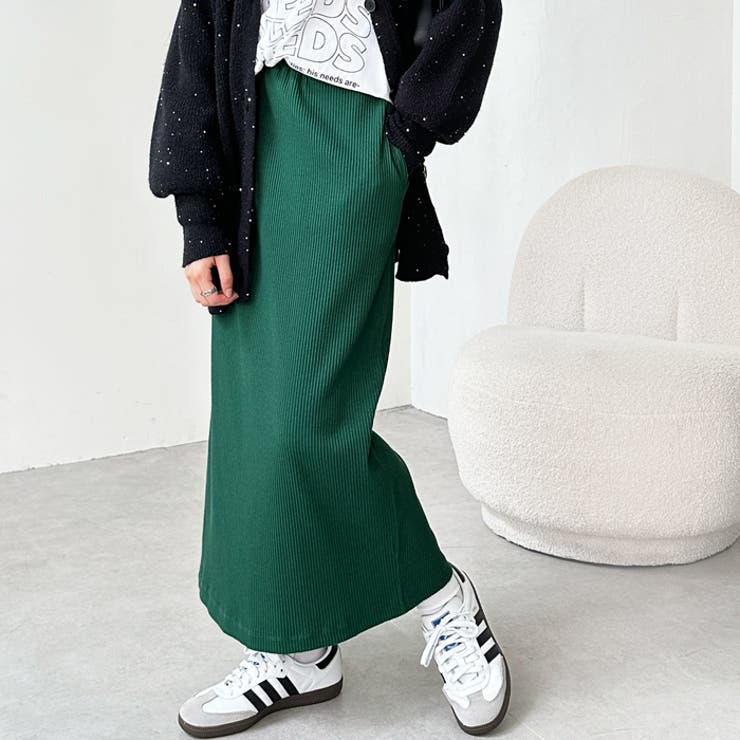 すっきり見え！リブタイトロングスカート[品番：GERW0010583]｜GeeRA