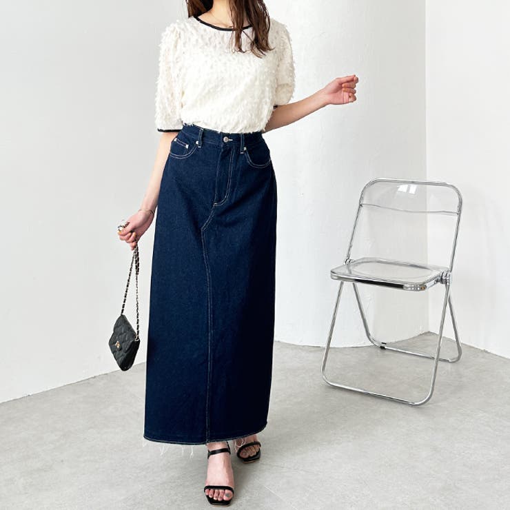 AURALLE デニム　スリットロングスカート　新品 aquagarage デニム スカート スリット ロング丈 S M L LL 大きい