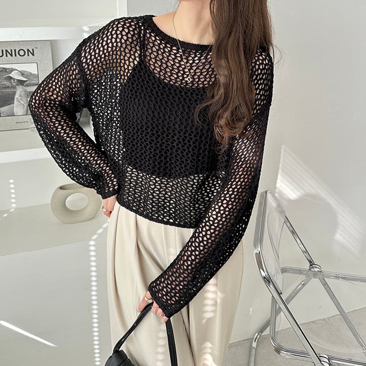 透かし編みメッシュニットプルオーバー | GeeRA | 詳細画像25 