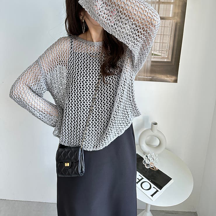 透かし編みメッシュニットプルオーバー | GeeRA | 詳細画像40 